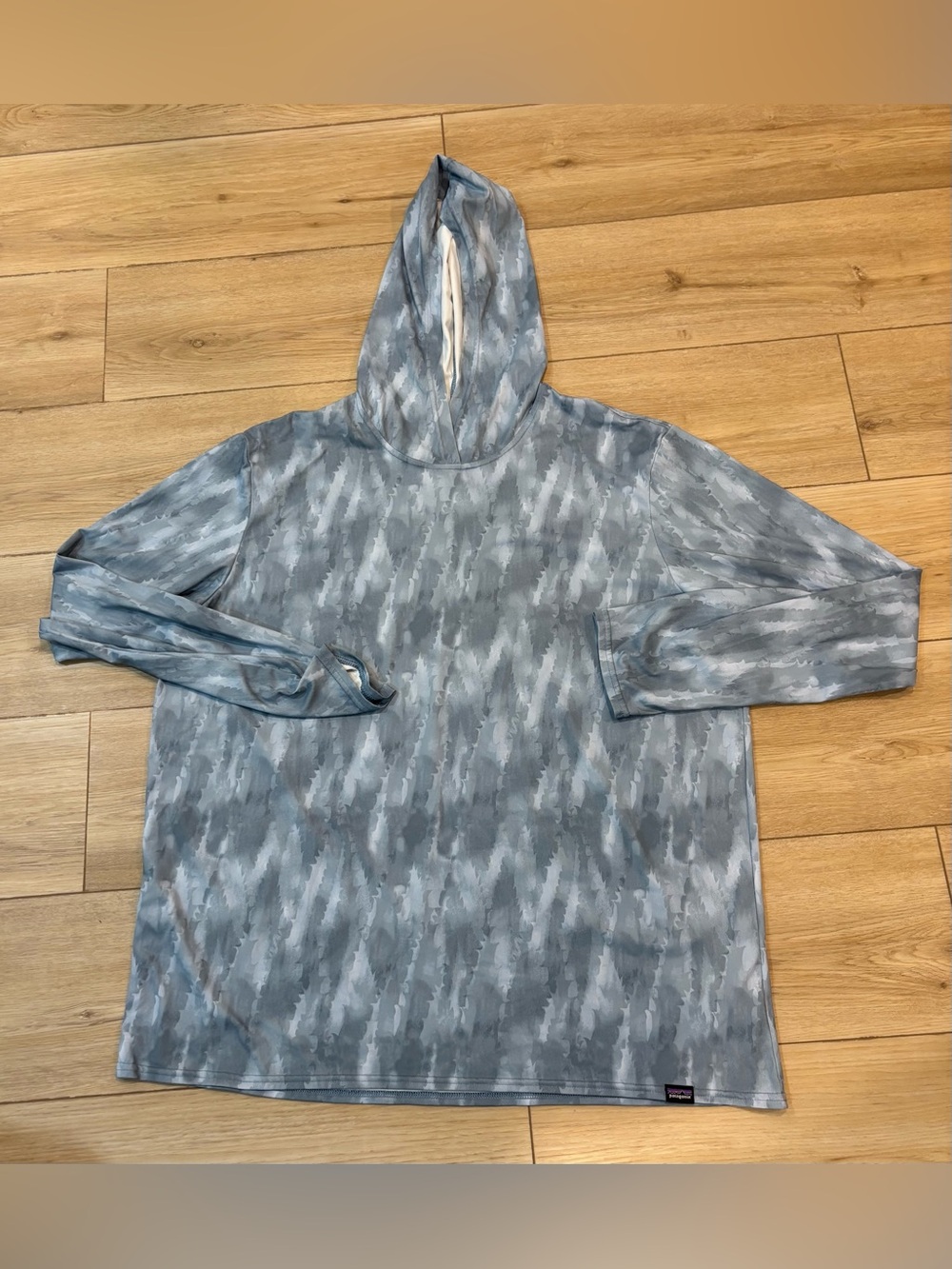 Patagonia Hoodie Large L Blue Capilene Cool Daily Pullover Outdoor Hike 45335